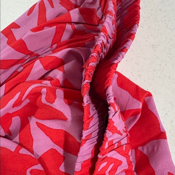 LOFT Tropical Skirt Floral Rayon Women’s Medium New Pink & Red - Picture 9 of 11